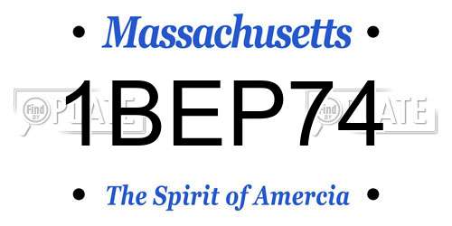 1BEP74 Massachusetts License Plate