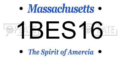 1BES16 Massachusetts License Plate