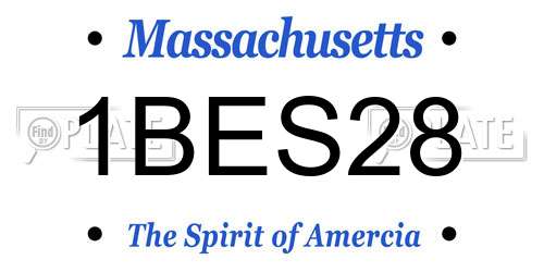 1BES28 Massachusetts License Plate