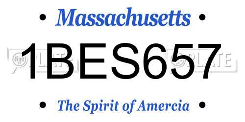 1BES657 Massachusetts License Plate