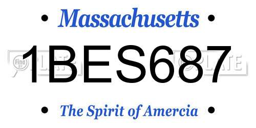 1BES687 Massachusetts License Plate