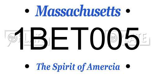 1BET005 Massachusetts License Plate