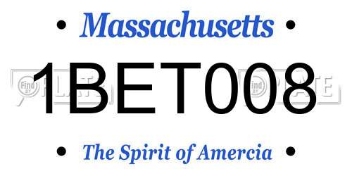1BET008 Massachusetts License Plate