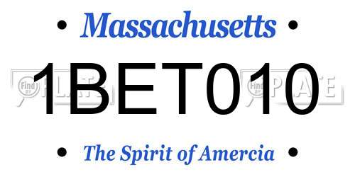 1BET010 Massachusetts License Plate