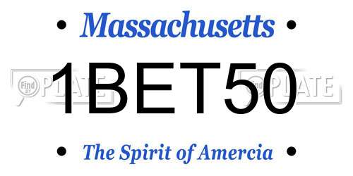 1BET50 Massachusetts License Plate