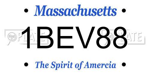 1BEV88 Massachusetts License Plate