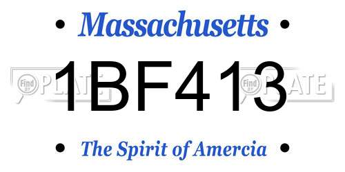 1BF413 Massachusetts License Plate