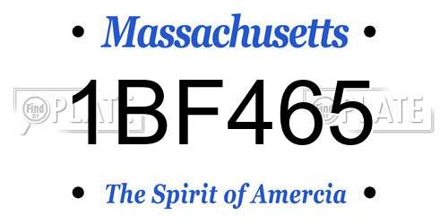 1BF465 Massachusetts License Plate