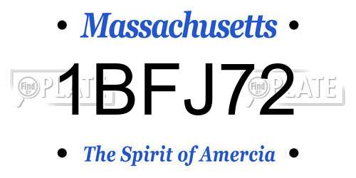 1BFJ72 Massachusetts License Plate