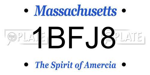 1BFJ8 Massachusetts License Plate