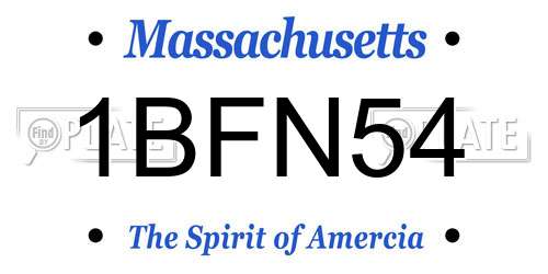 1BFN54 Massachusetts License Plate