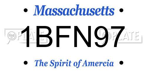 1BFN97 Massachusetts License Plate