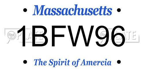 1BFW96 Massachusetts License Plate