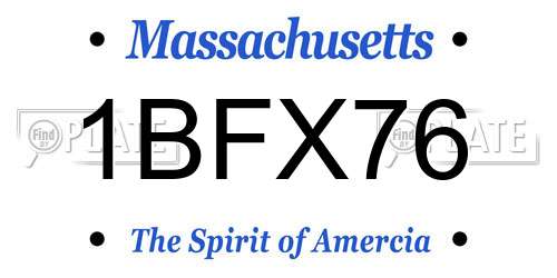 1BFX76 Massachusetts License Plate