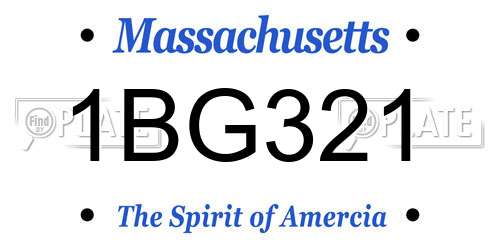 1BG321 Massachusetts License Plate