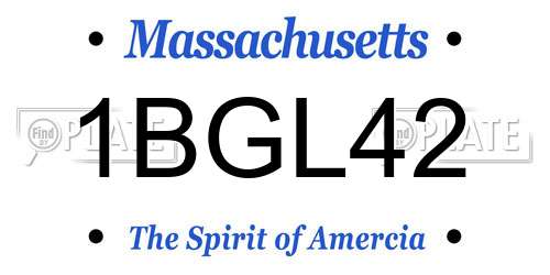 1BGL42 Massachusetts License Plate