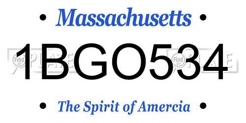 1BGO534 Massachusetts License Plate