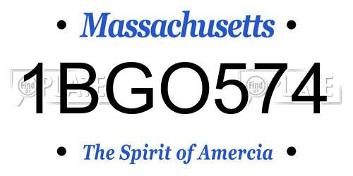 1BGO574 Massachusetts License Plate