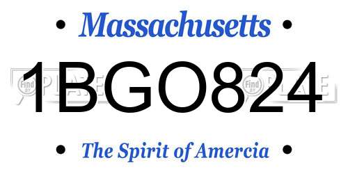 1BGO824 Massachusetts License Plate