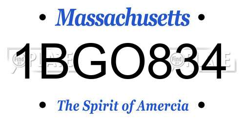 1BGO834 Massachusetts License Plate