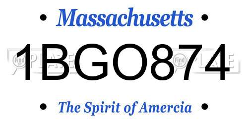 1BGO874 Massachusetts License Plate