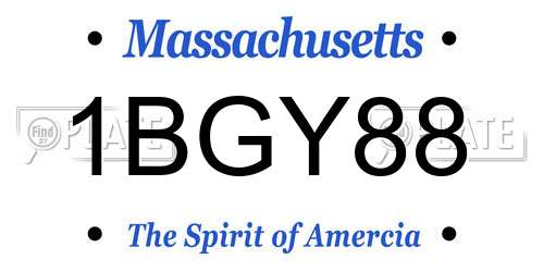 1BGY88 Massachusetts License Plate