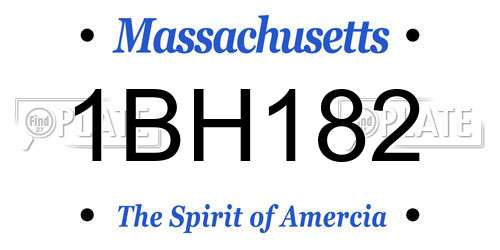 1BH182 Massachusetts License Plate