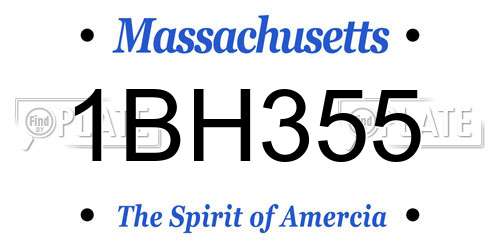 1BH355 Massachusetts License Plate