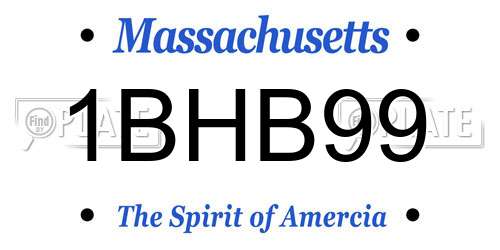 1BHB99 Massachusetts License Plate