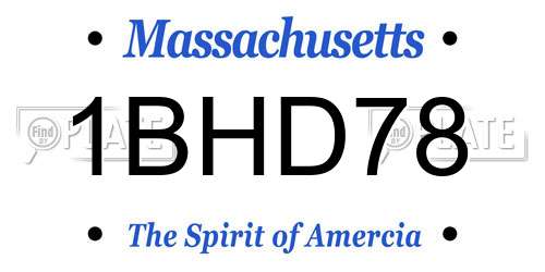 1BHD78 Massachusetts License Plate