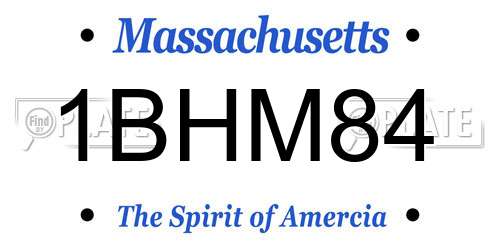 1BHM84 Massachusetts License Plate