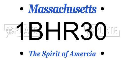 1BHR30 Massachusetts License Plate