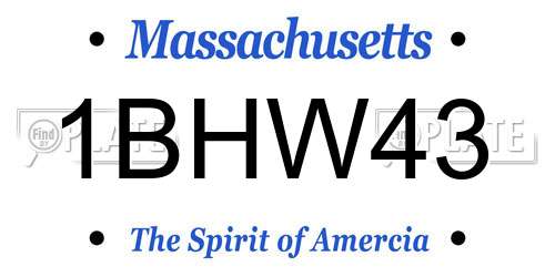 1BHW43 Massachusetts License Plate