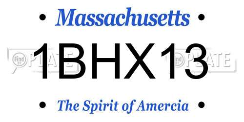 1BHX13 Massachusetts License Plate