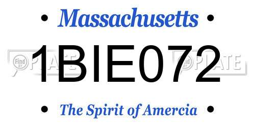 1BIE072 Massachusetts License Plate