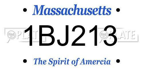 1BJ213 Massachusetts License Plate