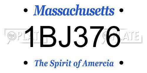 1BJ376 Massachusetts License Plate