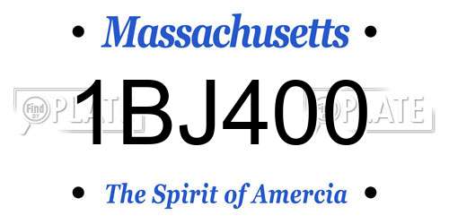 1BJ400 Massachusetts License Plate