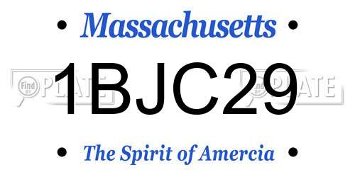 1BJC29 Massachusetts License Plate