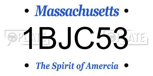 1BJC53 Massachusetts License Plate