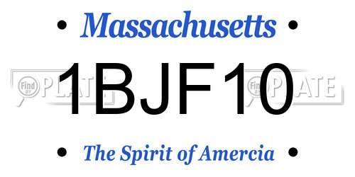 1BJF10 Massachusetts License Plate