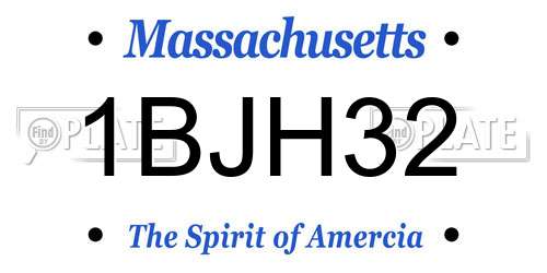 1BJH32 Massachusetts License Plate