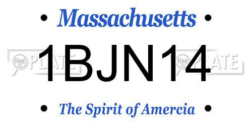 1BJN14 Massachusetts License Plate