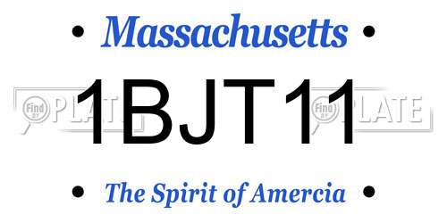 1BJT11 Massachusetts License Plate