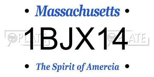 1BJX14 Massachusetts License Plate