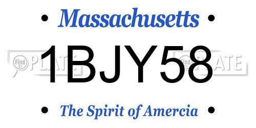 1BJY58 Massachusetts License Plate