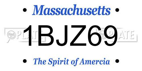1BJZ69 Massachusetts License Plate