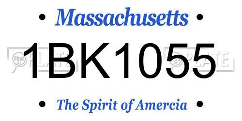 1BK1055 Massachusetts License Plate