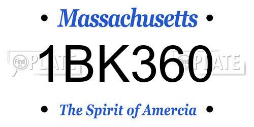 1BK360 Massachusetts License Plate
