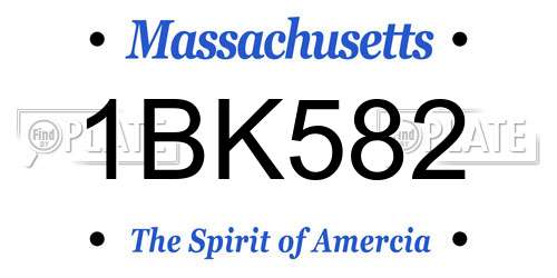1BK582 Massachusetts License Plate